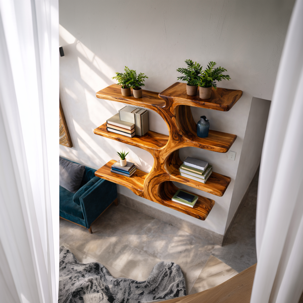 Contemporary Wooden Tree Bookcase For Living Room
