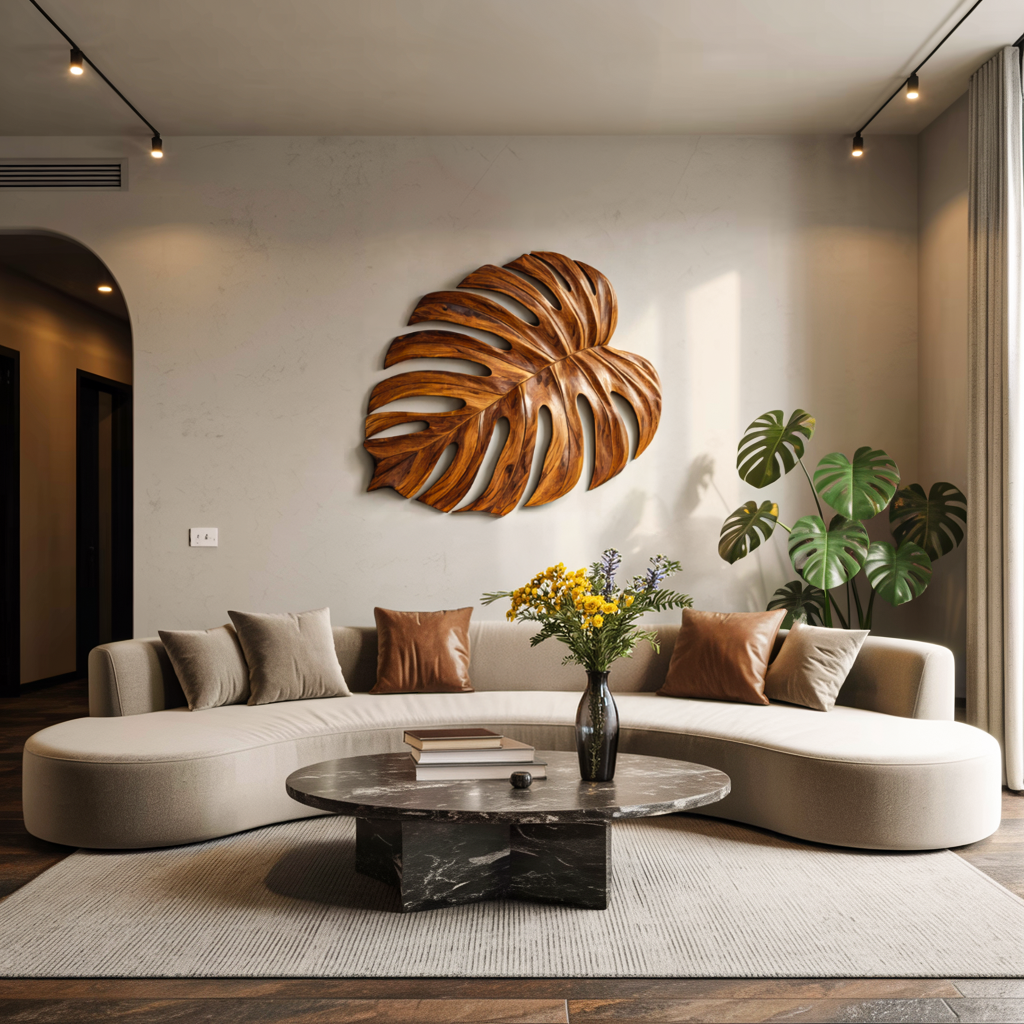Artistic Wooden Leaf Wall Art For Living Room
