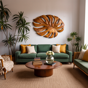 Organic Wooden Leaf Wall Sculpture For Contemporary Interior