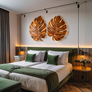 Organic Wooden Palm Leaf Wall Art For Scandinavian Interior