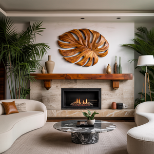 Organic Wooden Leaf Wall Sculpture For Contemporary Interior
