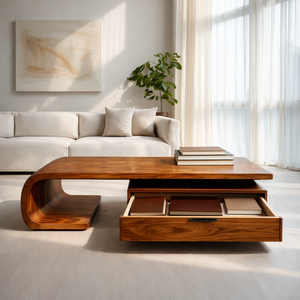 Modern Wooden Coffee Table With Storage Cabinet For Home Interior