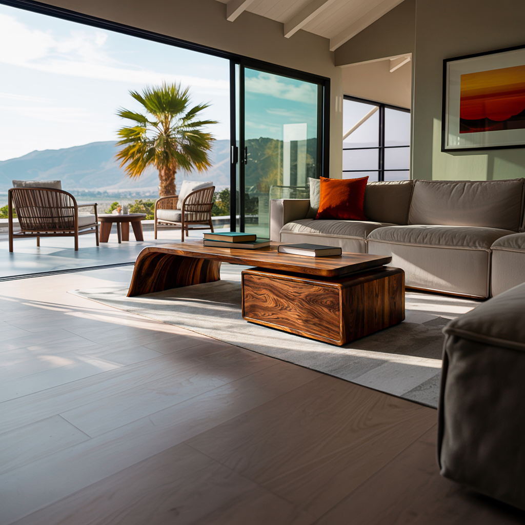 Artistic Wood Coffee Table With Drawers For Living Room