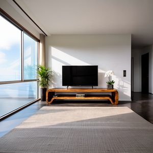 Modern Sculptural Wooden TV Cabinet For Living Room