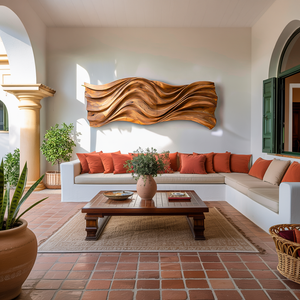 Hand Carved Wavy Wood Wall Art For Living Spaces
