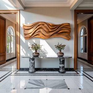 Hand Carved Wavy Wood Wall Art For Living Spaces
