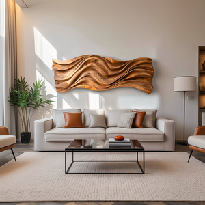 Hand Carved Wavy Wood Wall Art For Living Spaces