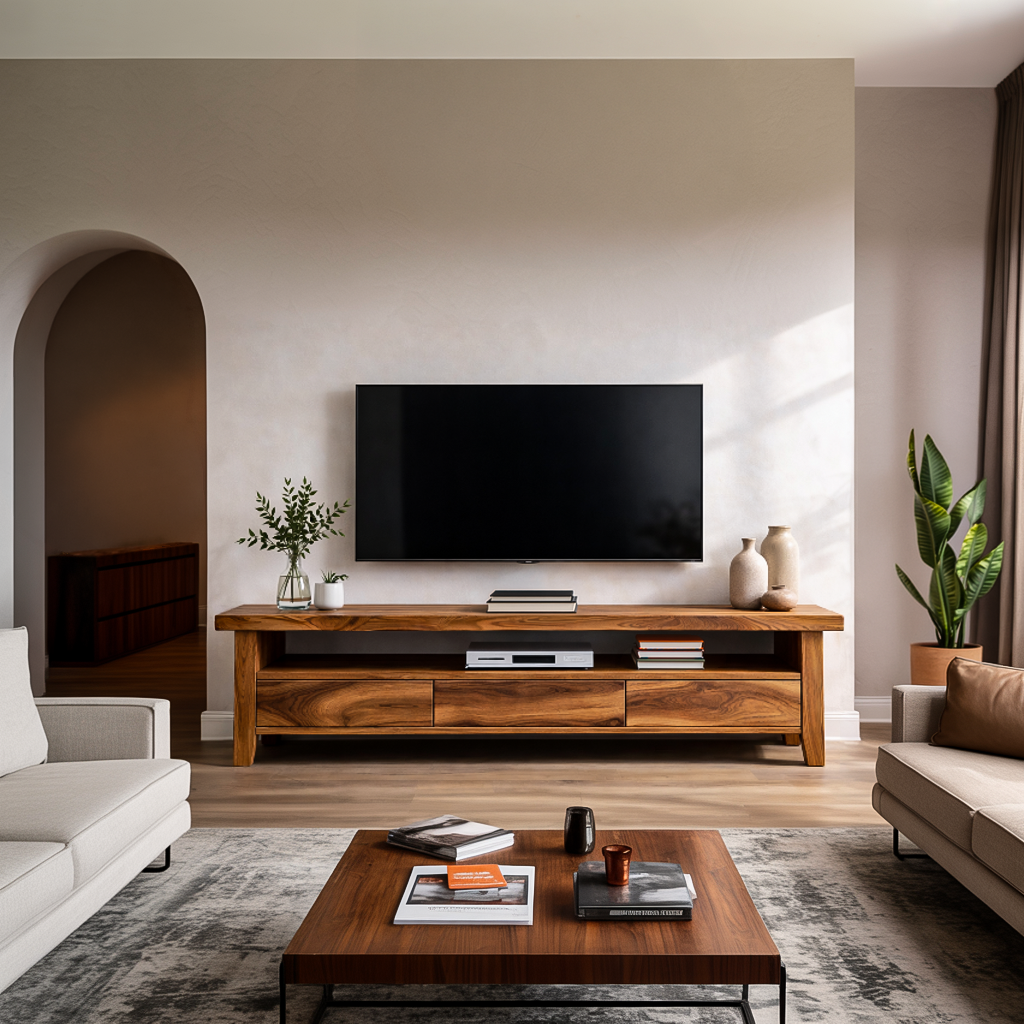 Modern Wood TV Cabinet With Drawer For Living Room