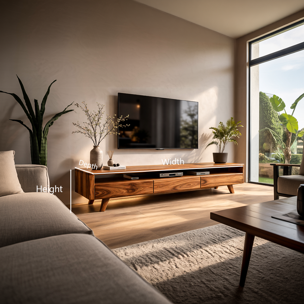 Contemporary TV Stand Low With Open Shelf For Home Interior