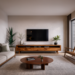 Contemporary TV Stand Low With Open Shelf For Home Interior