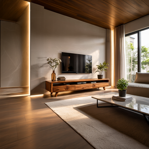 Contemporary TV Stand Low With Open Shelf For Home Interior