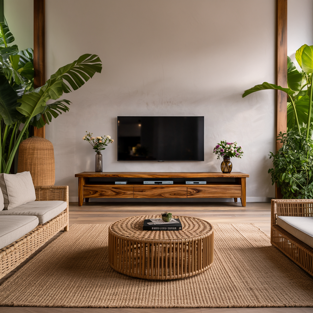 Mid Century Wooden TV Cabinet For Living Space
