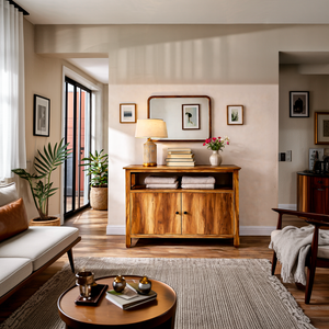 Contemporary Wooden Sideboard For Japandi Interior