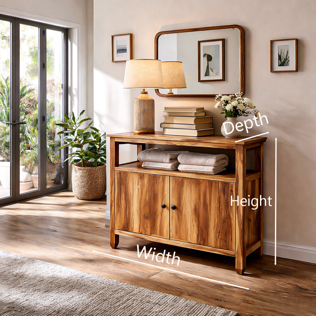 Contemporary Wooden Sideboard For Japandi Interior