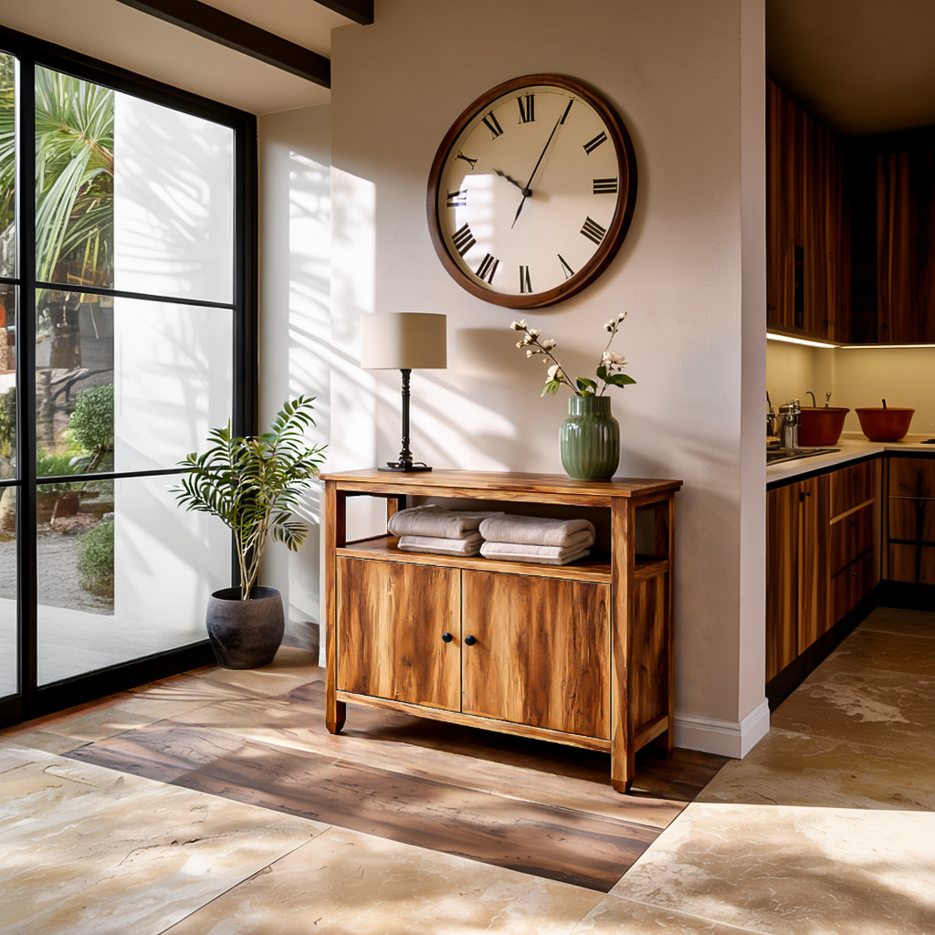 Contemporary Wooden Sideboard For Japandi Interior