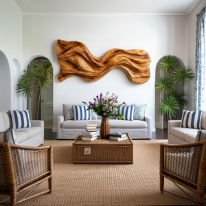 Organic Wave Sculpted Wood Wall Art For Modern Home
