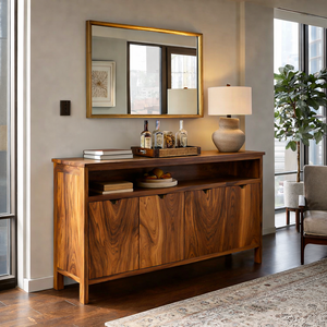 Modern Sideboard With Open Upper Shelf For Home Decor