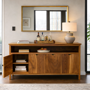 Modern Sideboard With Open Upper Shelf For Home Decor