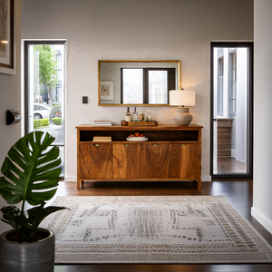 Modern Sideboard With Open Upper Shelf For Home Decor