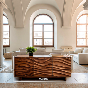Modern Sideboard With Carved Wave Design Statement For Living Space