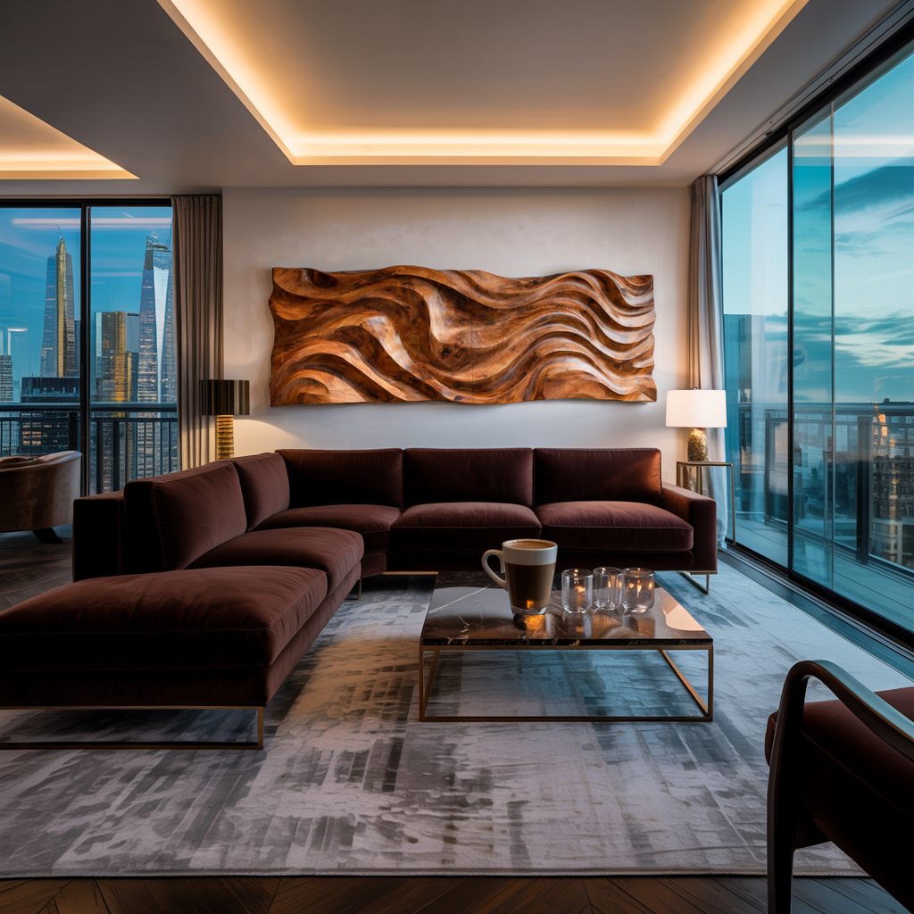 Organic Wavy Wooden Wall Art For Luxury Interiors