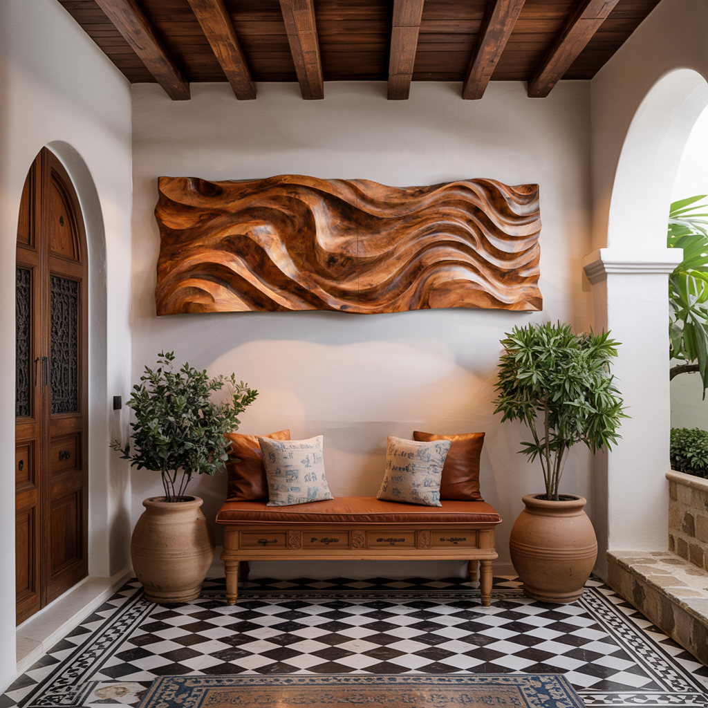 Organic Wavy Wooden Wall Art For Luxury Interiors