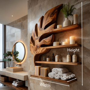 Modern Wooden Leaf Bathroom Shelf For Bathroom Interior