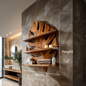 Sculpted Wooden Leaf Bathroom Shelf For Elegant Bathroom