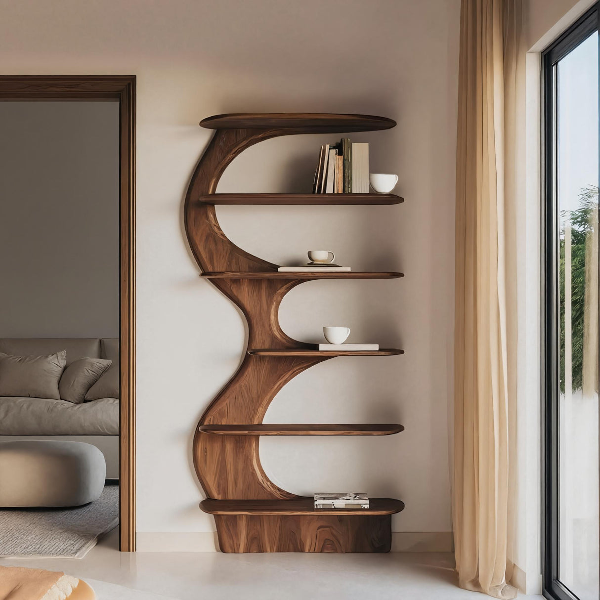 Modern Vertical Bookshelf With Open Storage For Living Room