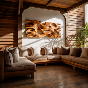 Modern Sculptural Wooden Wall Art For Living Room Decor