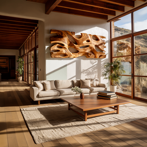 Modern Sculptural Wooden Wall Art For Living Room Decor