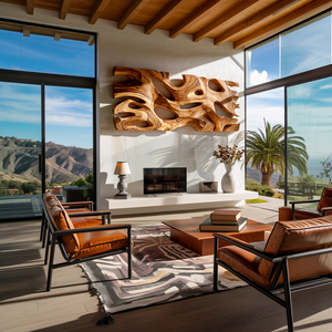 Modern Sculptural Wooden Wall Art For Living Room Decor