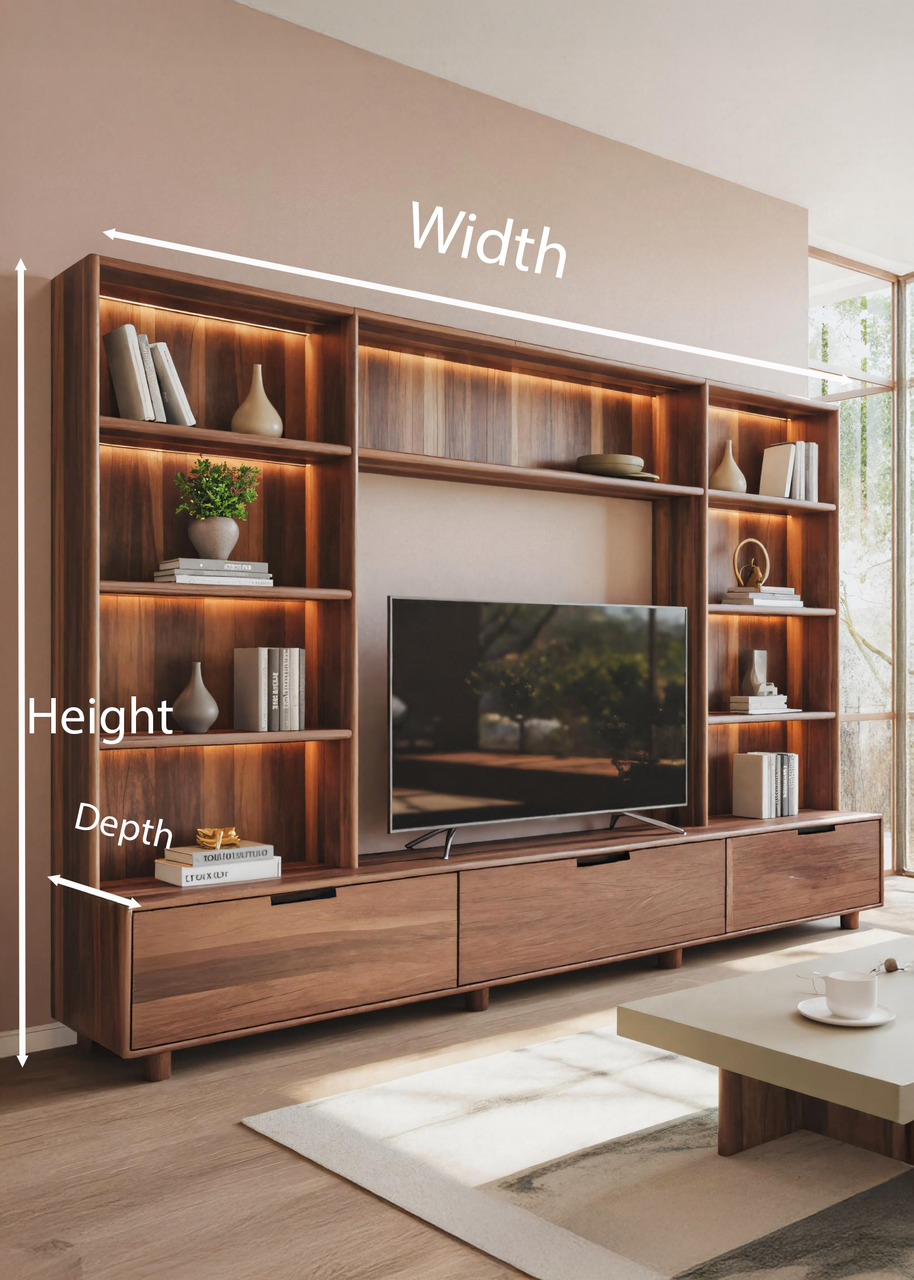 Large Entertainment Center With LED Lighting For Living Room