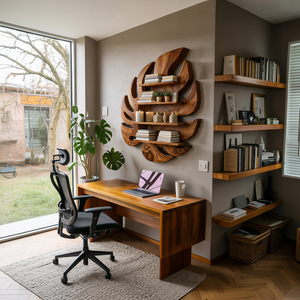 Modern Wooden Leaf Floating Bookshelf For Living Room