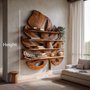 Artistic Wooden Tropical Leaf Wall Mounted Bookshelf For Home Decor