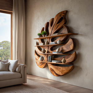 Contemporary Wooden Leaf Shape Shelf For Modern Home