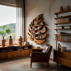 Contemporary Wooden Leaf Shape Shelf For Modern Home