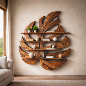 Contemporary Wooden Leaf Shape Shelf For Modern Home