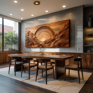 Modern Wood Mountain Sunrise Wall Art For Living Room