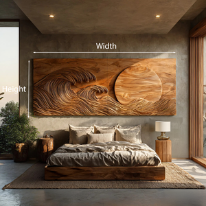 Modern Wood Wave And Sun Wall Art For Living Space