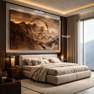 Hand Carved Wooden Mountain Landscape Wall Art for Bedroom
