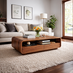 Modern Wood Coffee Table With Drawer For Living