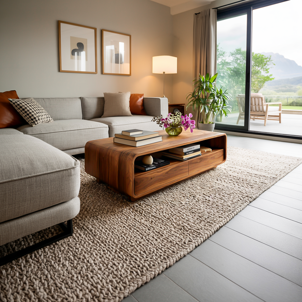 Modern Wood Coffee Table With Drawer For Living