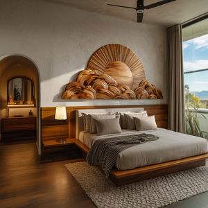 Modern Wooden Cloud And Sun Wall Art For Bedroom