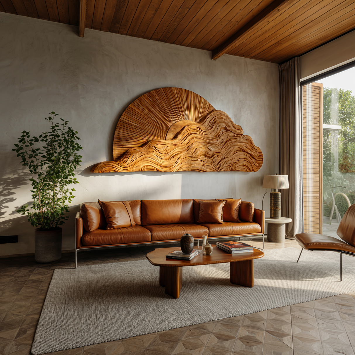 Organic Wooden Cloud Wall Art For Modern Bedroom