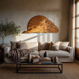 Organic Wooden Cloud Wall Art For Modern Bedroom