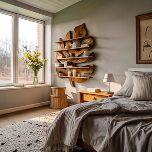 Contemporary Wooden Leaf Bookshelf For Living Room Design