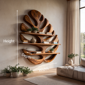 Wood Monstera Leaf Bookshelf For Modern Minimalist Home