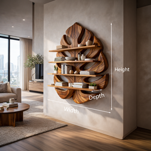 Wooden Leaf Bookshelf For Living Room Plant And Book Display