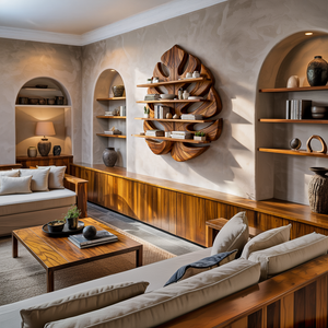 Wooden Leaf Bookshelf For Living Room Plant And Book Display